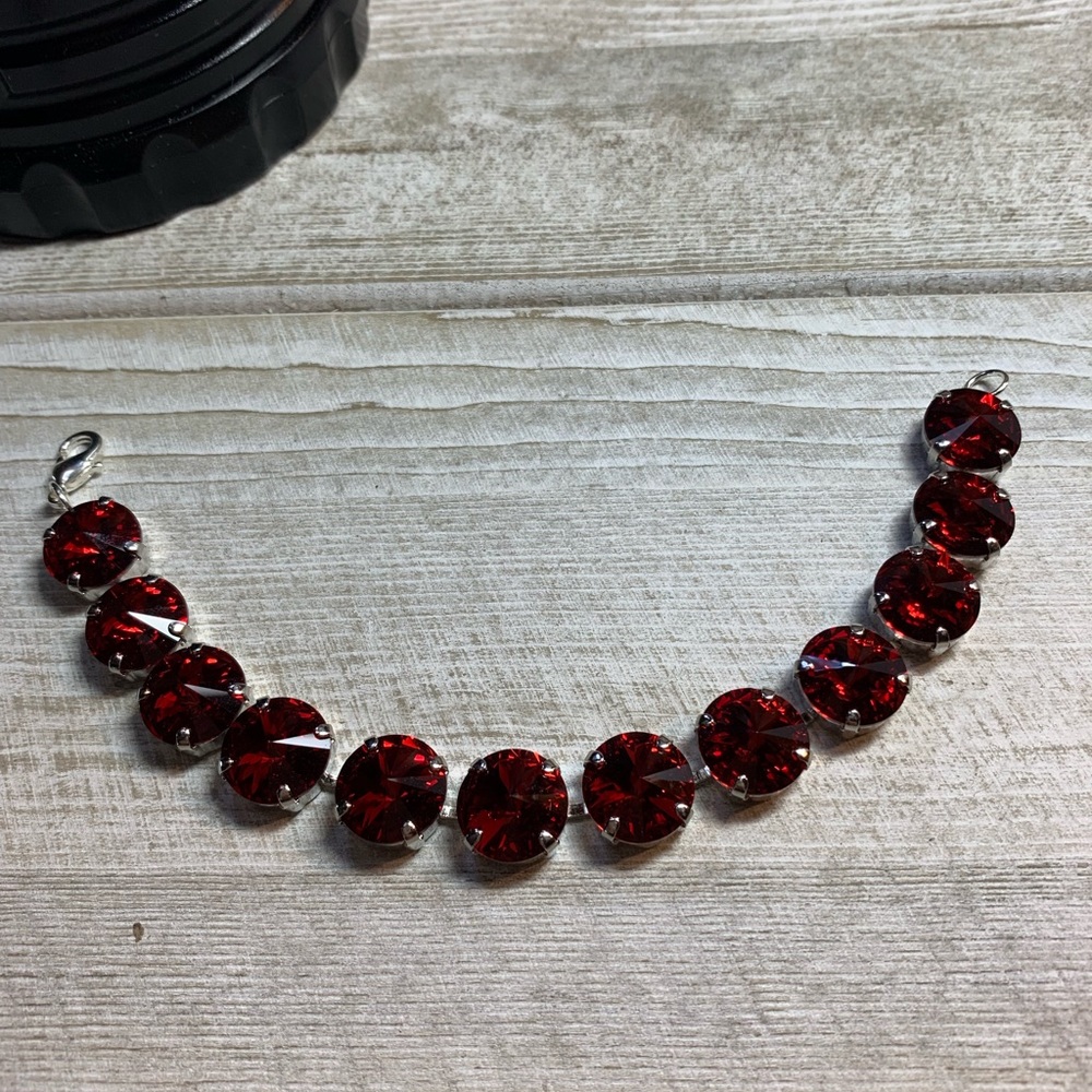 Handmade Swarovski Crystal “Scarlet” Silver Plated Bracelet - Picture 3 of 8